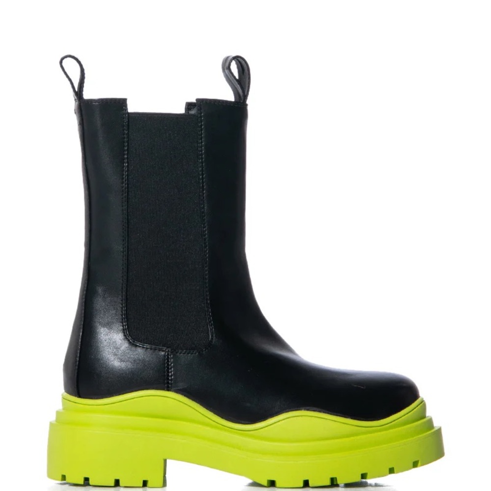 Miz Lime Bottom AZALEA WANG Ghosted Flatform Chelsea Rain Snow Boot 7 7.5 8.5 - Picture 5 of 7
